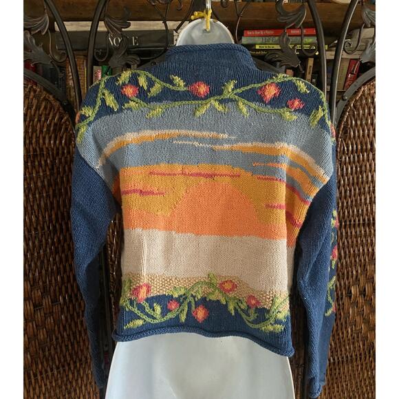 Size S//Vintage 90s Novelty Rooster Cardigan Sweater - Picture 4 of 6